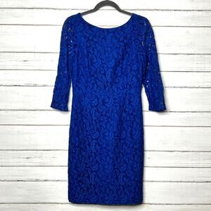 J. Crew Natalia Blue Lace Sheath Dress Size 8